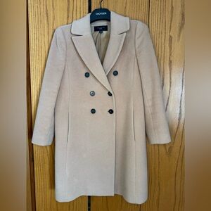 Spring lightweight Ann Taylor Women's Petite Tan wool & cashmere Pea Coat L/P
